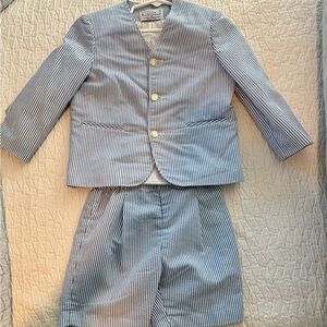 Imp Originals Blue & White Seersucker Suit Jacket Shorts set Size 4T